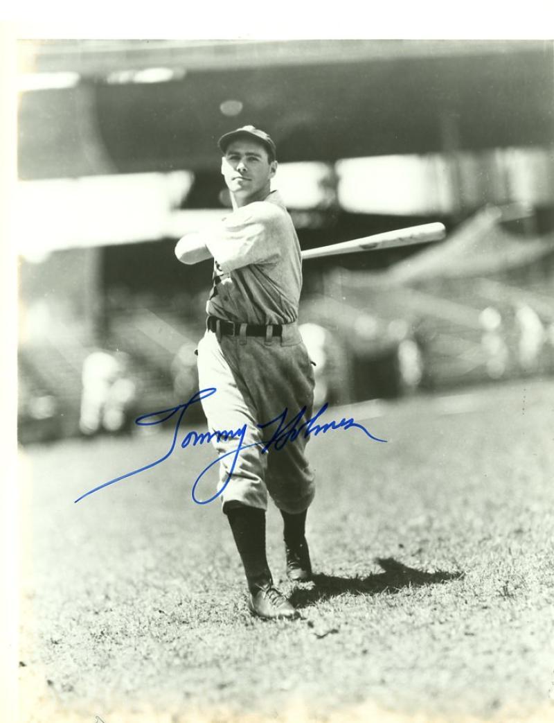 TOMMY HOLMES CINCINNATI REDS SIGNED AUTOGRAPHED B/W  8X10 PHOTO W/COA 