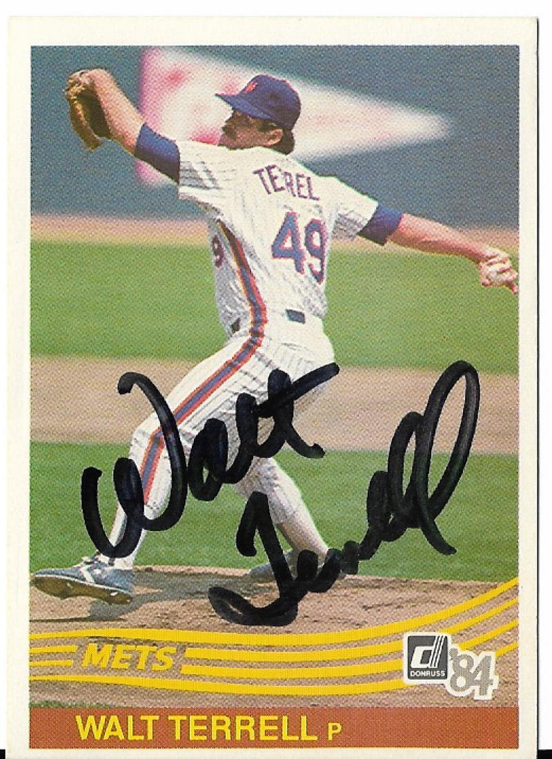 WALT TERRELL NEW YORK METS SIGNED AUTOGRAPH 1984 DONRUSS #640 CARD COA