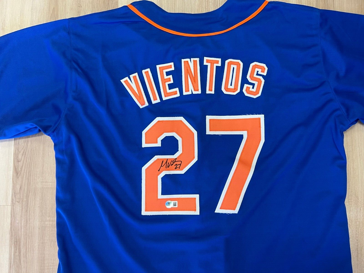 MARK VIENTOS NEW YORK METS SIGNED AUTOGRAPH BLUE CUSTOM JERSEY SZ XL BECKETT *
