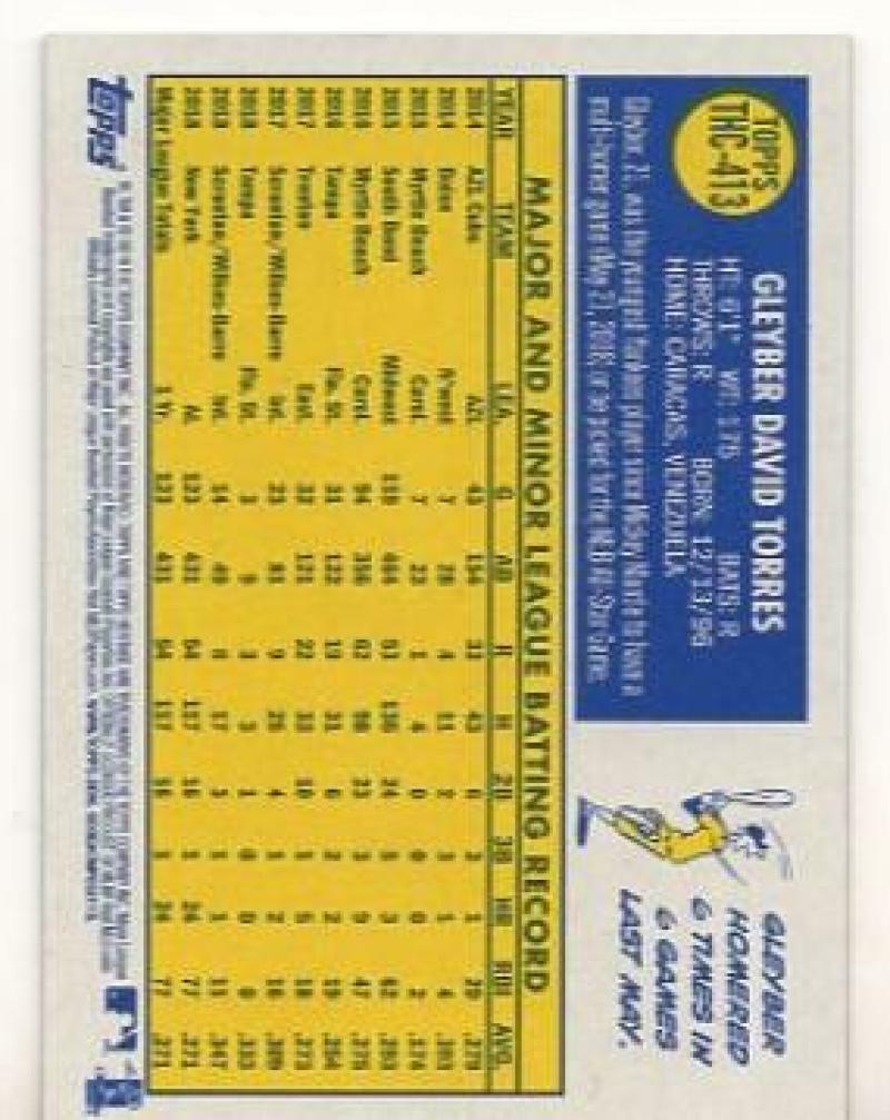 2019 TOPPS HERITAGE GLEYBER TORRES PURPLE REFRACTORTHC-413 ALL-STAR ROOKIE