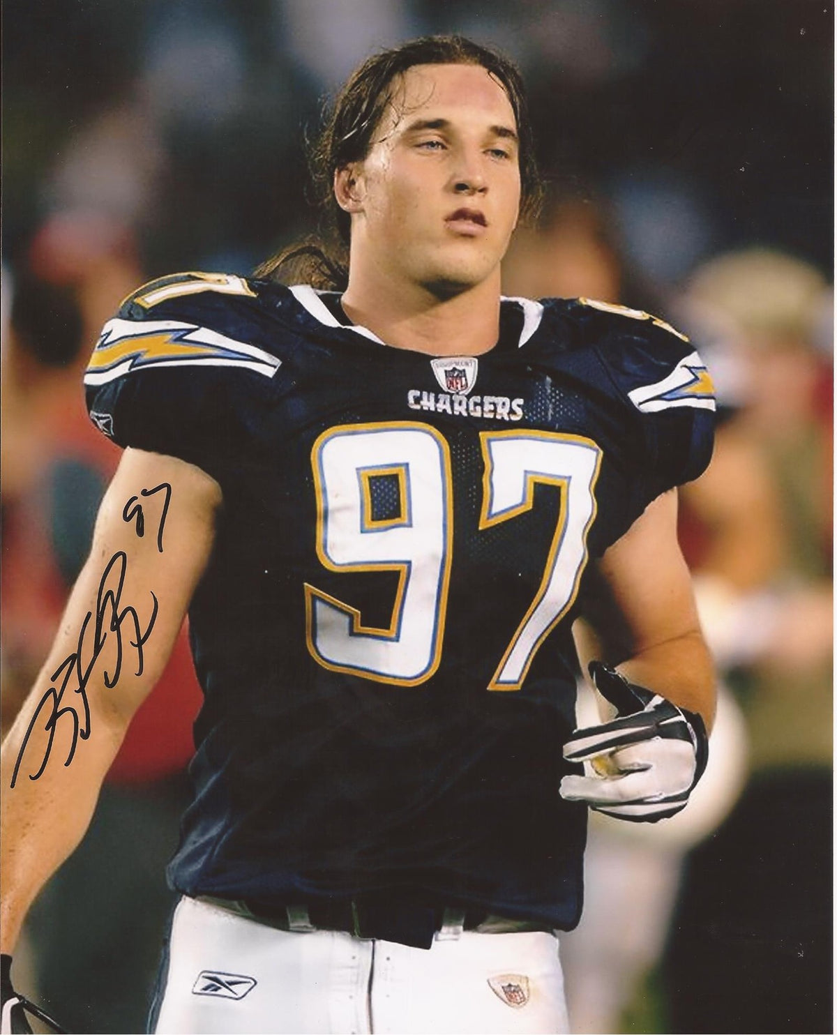 BRONT BIRD SAN DIEGO CHARGERS SIGNED AUTOGRAPHED ACTION 8X10 PHOTO W/COA