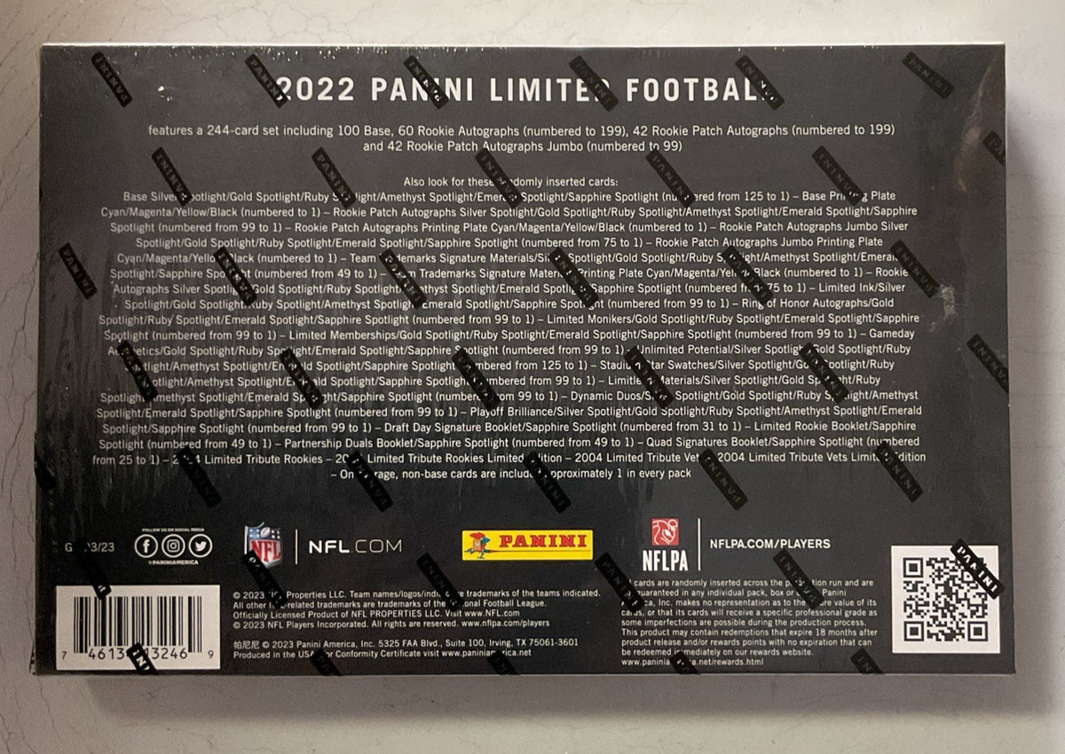 2022 PANINI LIMITED NFL FOOTBALL HOBBY BOX FOTL FIRST OF THE LINE FACTORY SEALED