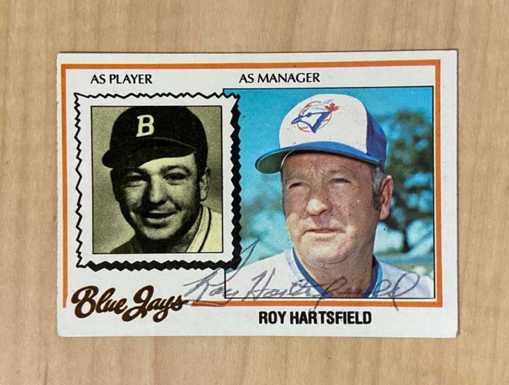 ROY HARTSFIELD TORONTO BLUE JAYS SIGNED VINTAGE 1961 TOPPS CARD #444 W/COA