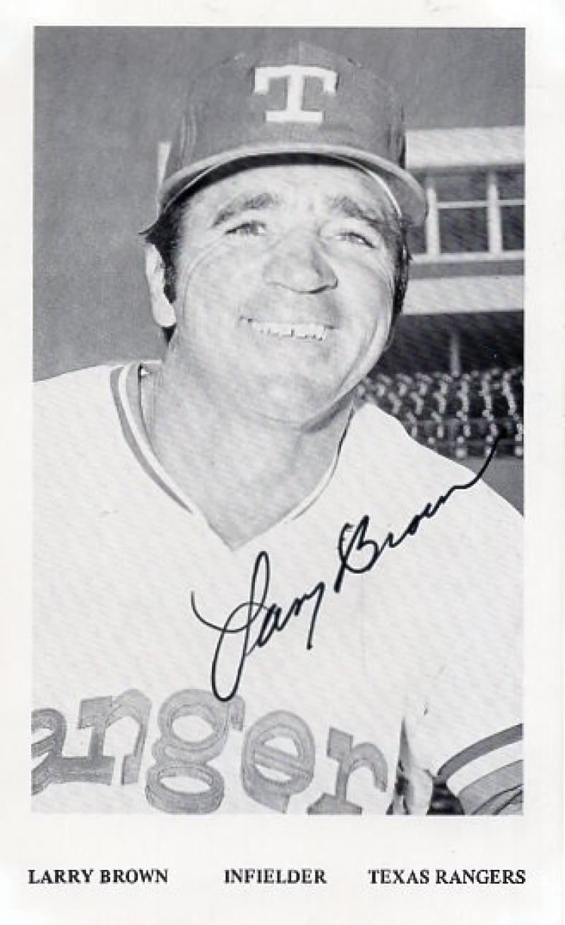 LARRY BROWN TEXAS RANGERS SIGNED ORIGINAL 3X5 POST CARD W/ COA