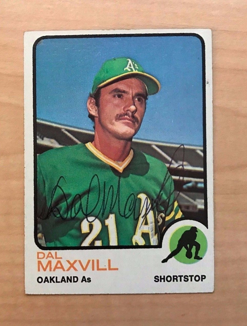 DAL MAXVILL OAKLAND ATHLETICS SIGNED AUTOGRAPHED 1973 TOPPS CARD #483 W/COA
