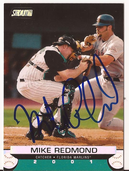 MIKE REDMOND FLORIDA MARLINS SIGNED AUTOGRAPHED 2000 STADIUM CLUB CARD #139 COA