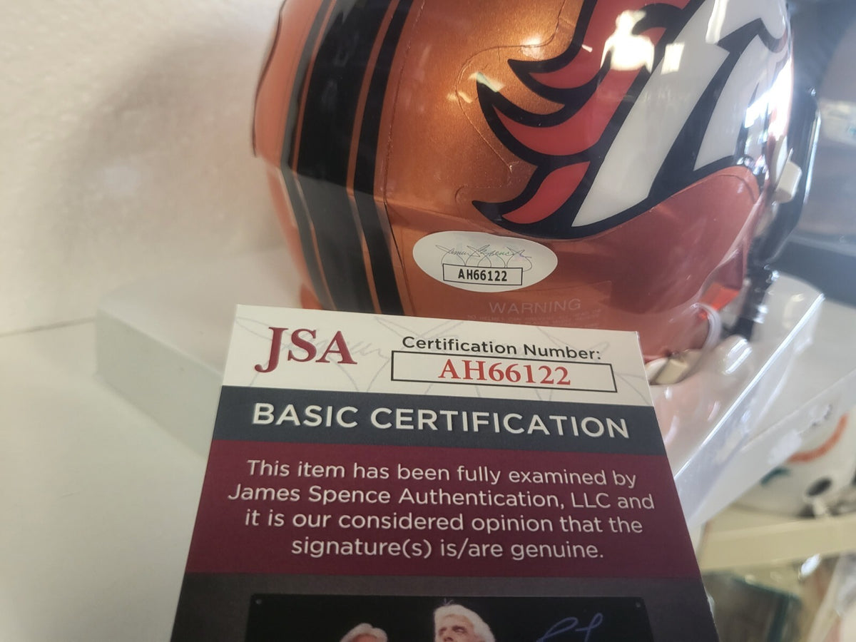 KARL MECKLENBURG DENVER BRONCOS SIGNED AUTO FLASH MINI HELMET JSA #AH66122