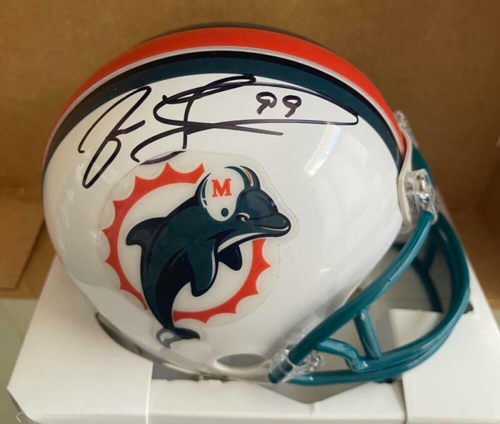JASON TAYLOR MIAMI DOLPHINS MIAMI DOLPHINS #99 SIGNED RIDDELL MINI HELMET BAS WI