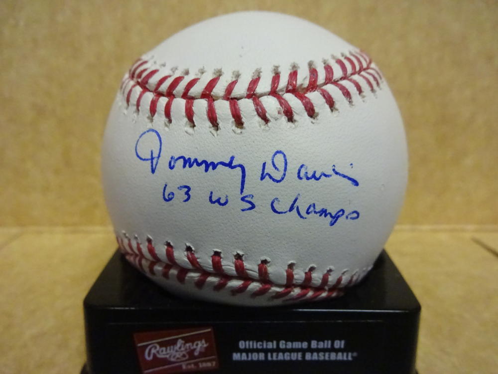 TOMMY DAVIS 63 WS CHAMPS DODGERS SIGNED M.L. BASEBALL W/COA