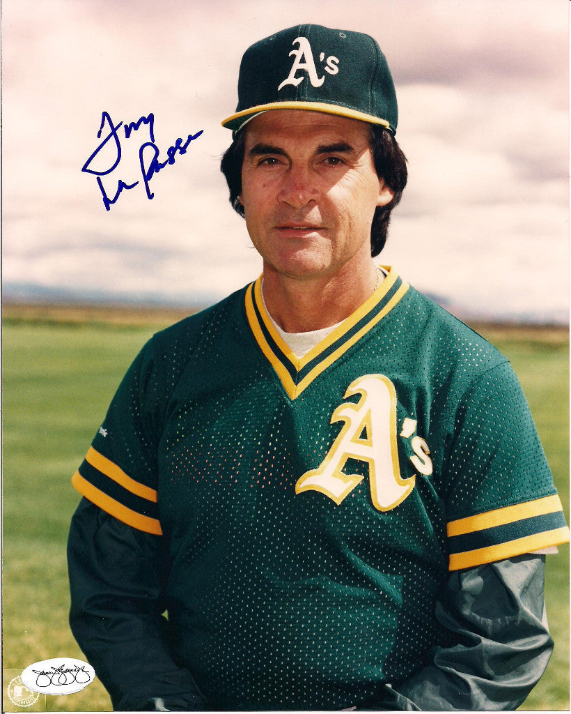 TONY LARUSSA OAKLAND ATHLETICS SIGNED AUTOGRAPHED 8X10 PHOTO W/JSA STICKER