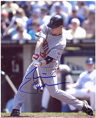 JUSTIN MORENEAU MINNESOTA TWINS SIGNED 8X10 PHOTO W/COA