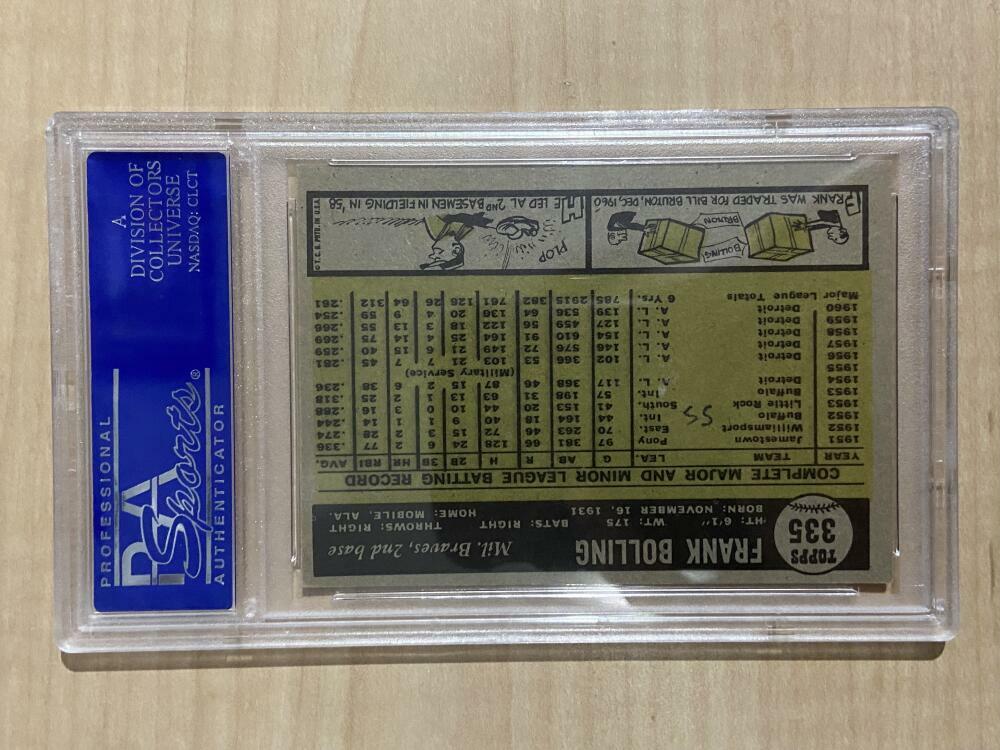1961 TOPPS FRANK BOLLING #335 NM (MK) PSA 7 