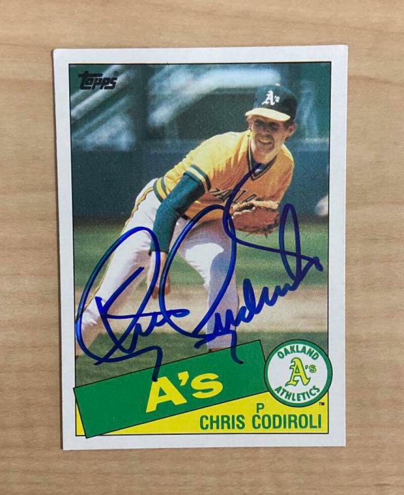 CHRIS CODIROLI OAKLAND ATHLETICS SIGNED AUTOGRAPHED 1985 TOPPS CARD #552 W/COA