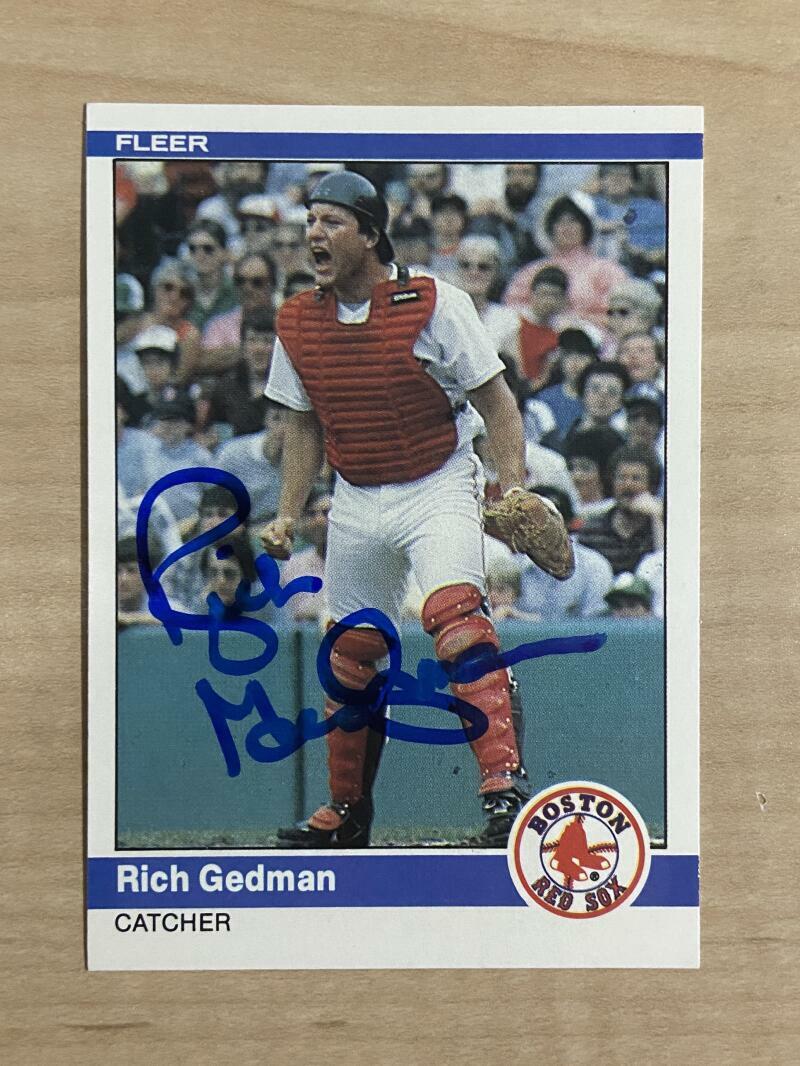 RICH GEDMAN BOSTON RED SOX SIGNED AUTOGRAPHED 1984 FLEER CARD #398 W/COA