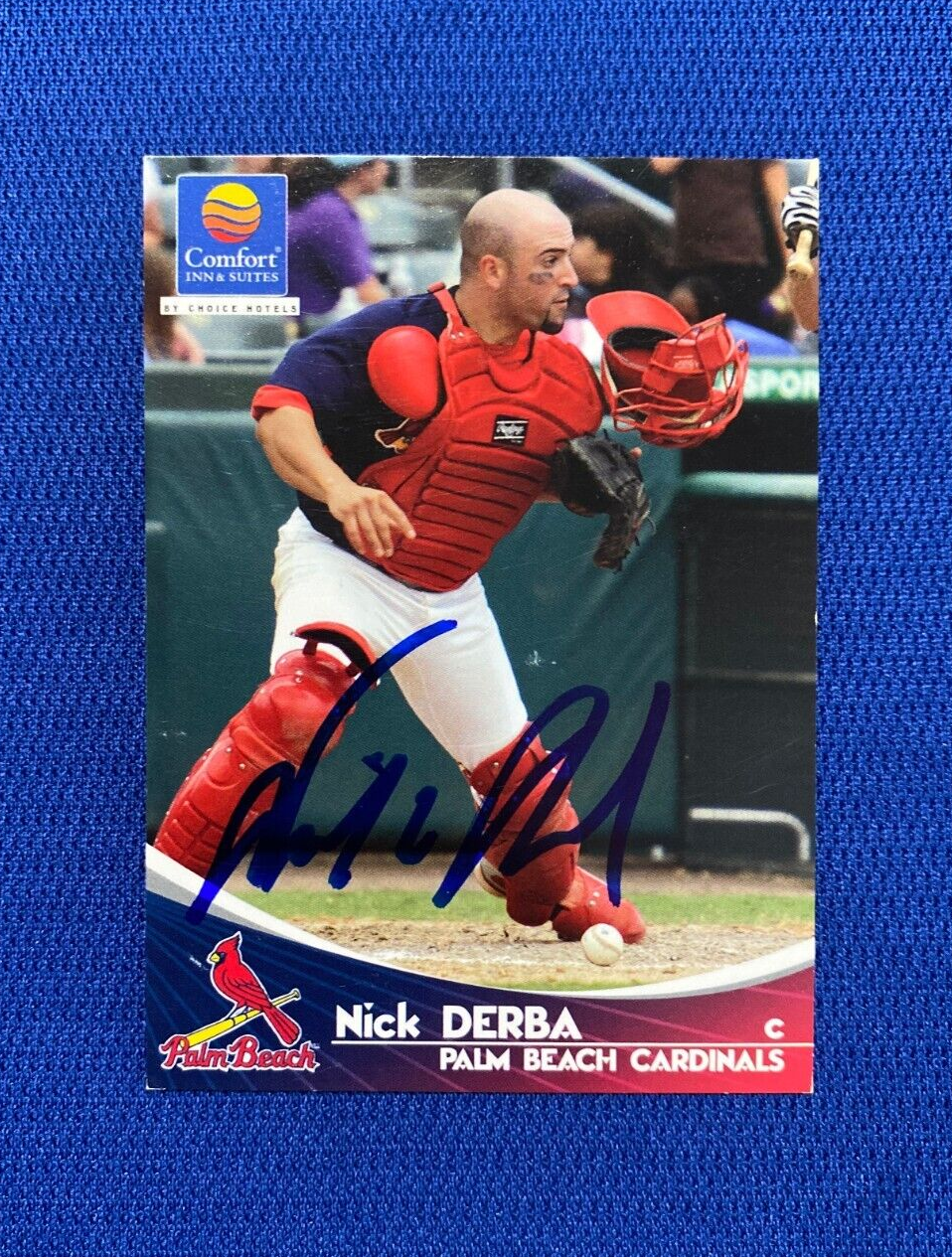 2009 GRANDSTAND NICK DERBA PALM BEACH CARDINALS SIGNED MINOR LEAGUE CARD W/COA