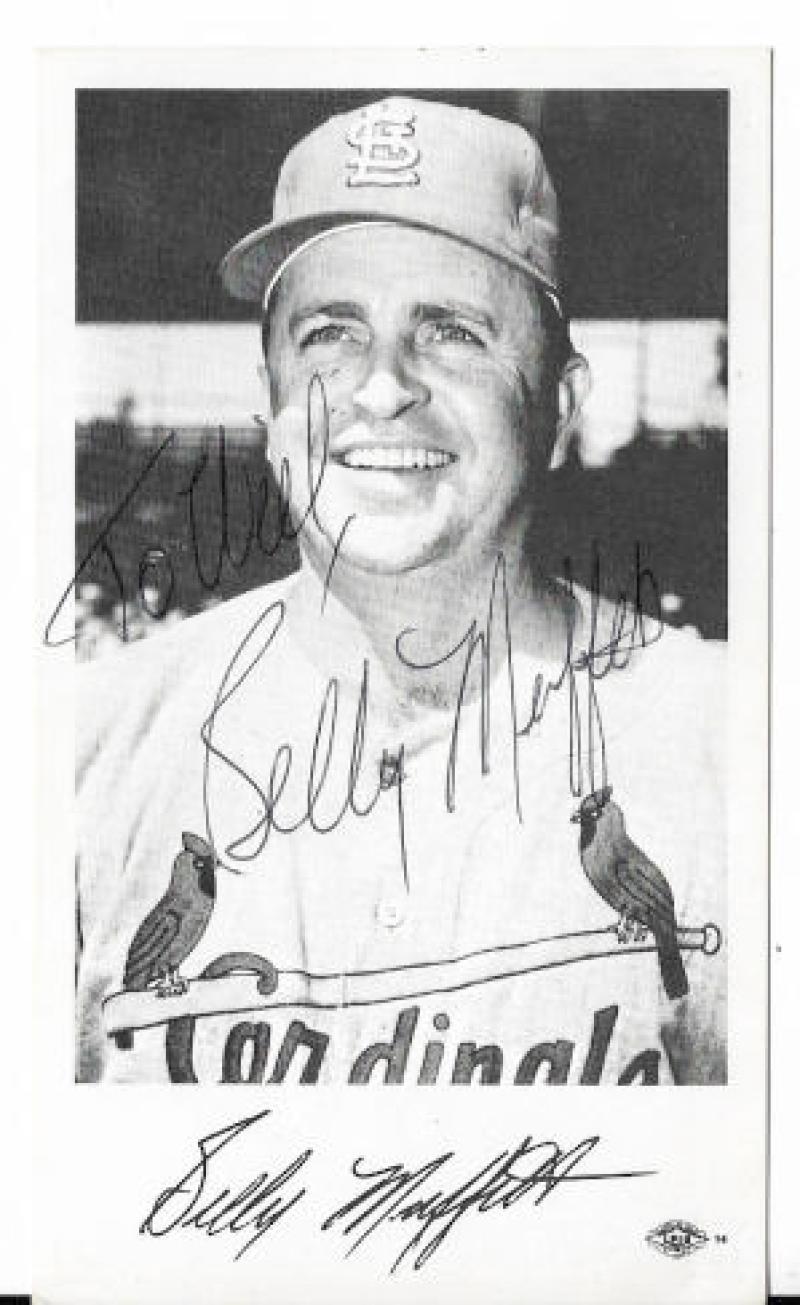 BILLY MUFFETT ST. LOUIS CARDINALS SIGNED AUTOGRAPHED POST CARD W/COA