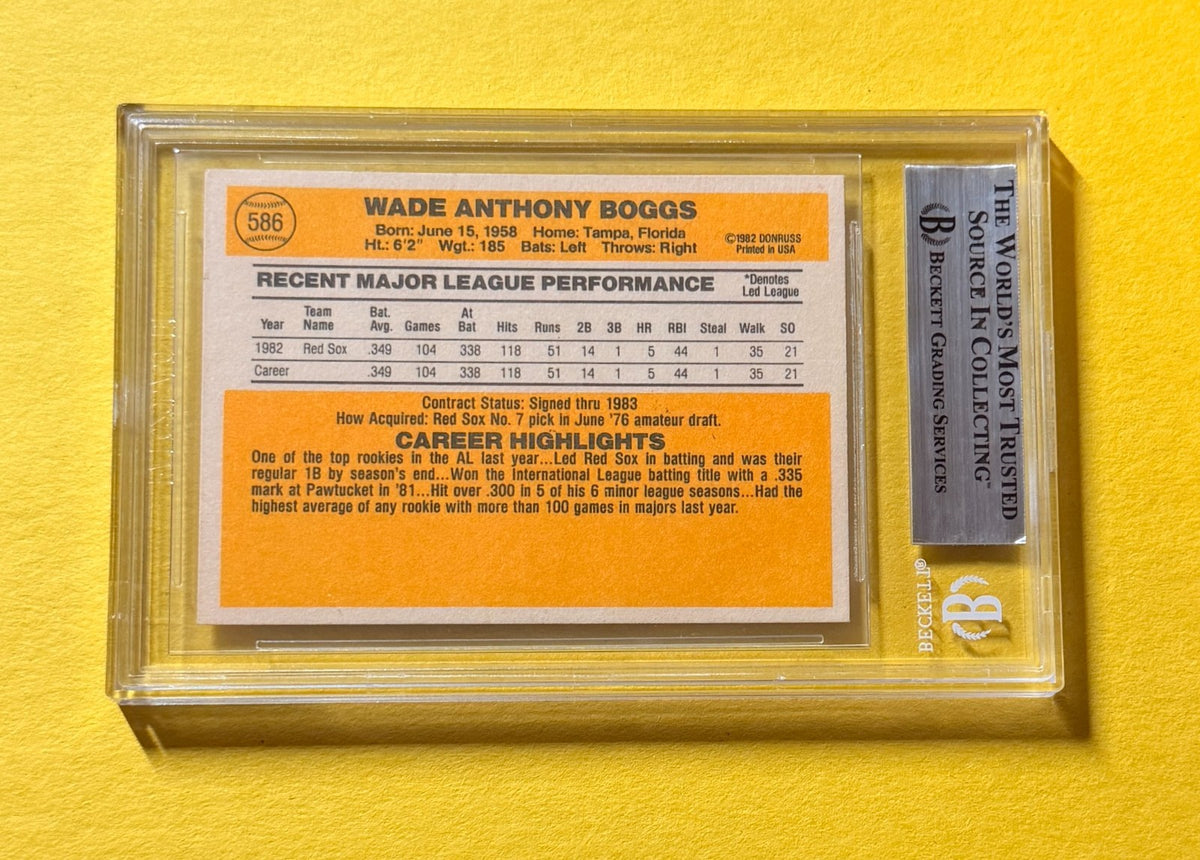 1983 DONRUSS WADE BOGGS #586 SIGNED AUTO CARD BECKETT AUTHENTIC RED SOX