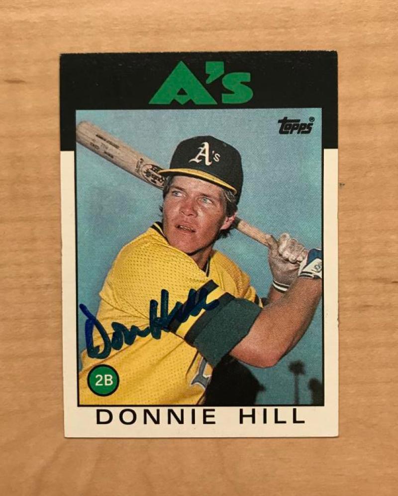 DONNIE HILL OAKLAND ATHLETICS SIGNED AUTOGRAPHED 1986 TOPPS CARD #484 W/COA