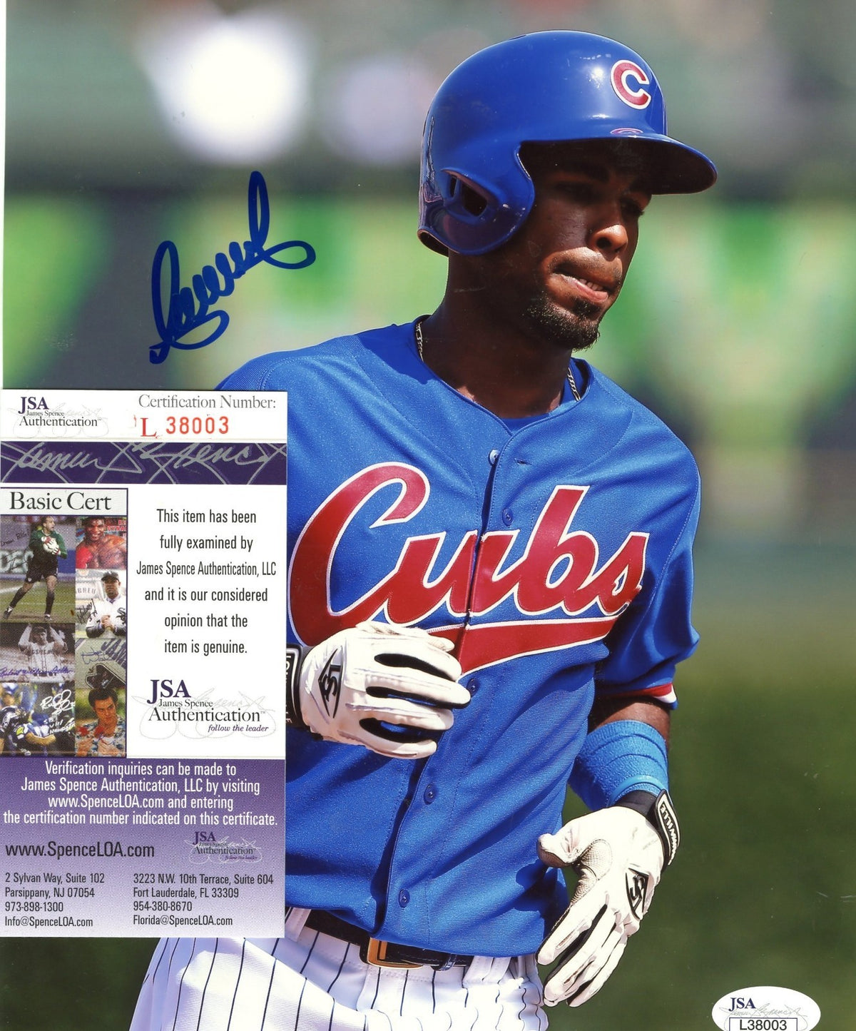 ARISMENDY  ALCANTARA   CHICAGO CUBS   AUTOGRAPHED  SIGNED  8X10    JSA  L38003