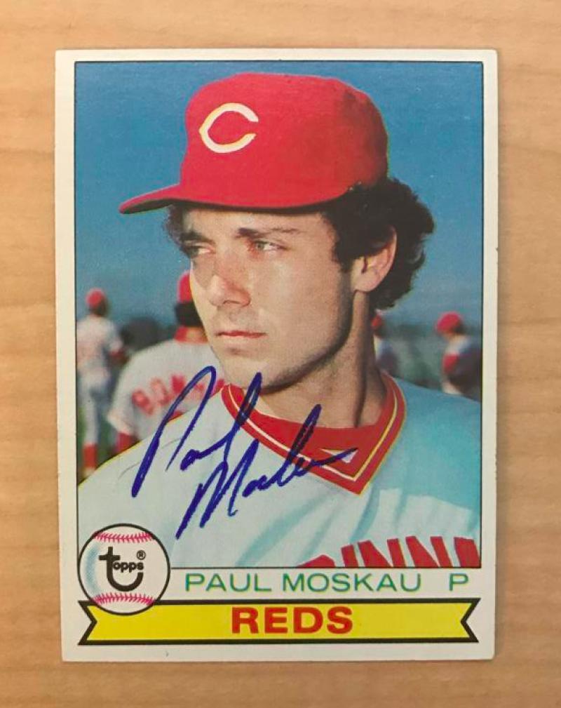 PAUL MOSKAU CINCINNATI REDS SIGNED AUTOGRAPHED 1979 TOPPS CARD #377 W/COA