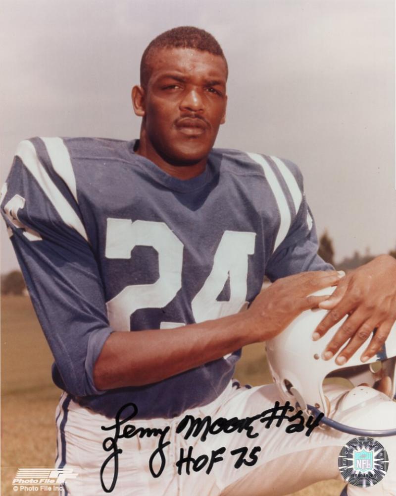 LENNY MOORE BALTIMORE COLTS HOF 75 SIGNED 8X10 PHOTO W/COA