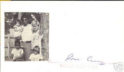 JOSE CRUZ YANKEES ASTROS SIGNED 3X5 INDEX CARD