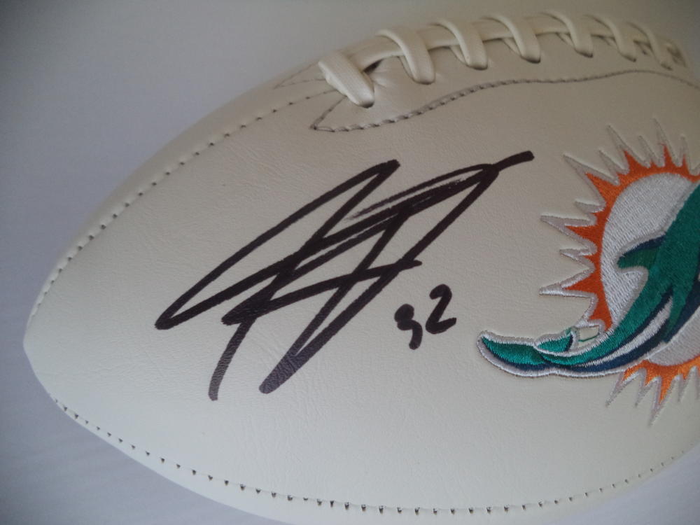 KENYAN DRAKE MIAMI DOLPHINS SIGNED LOGO FOOTBALL W/ PICTURE PROOF JSA 