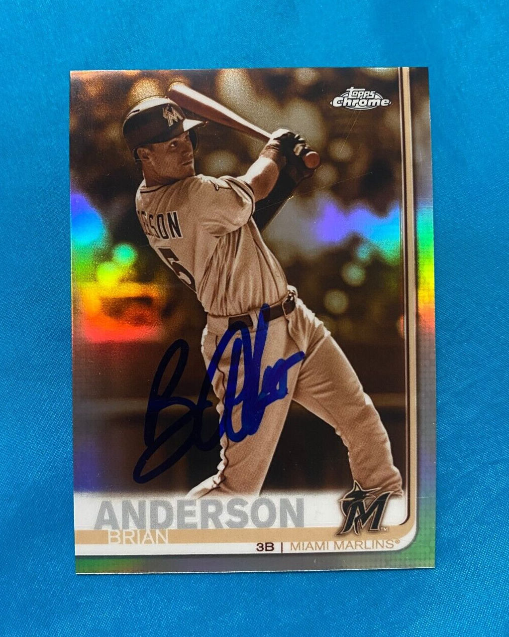 2019 TOPPS CHROME BRIAN ANDERSON MARLINS SIGNED AUTO REFRACTOR CARD #12 W/COA