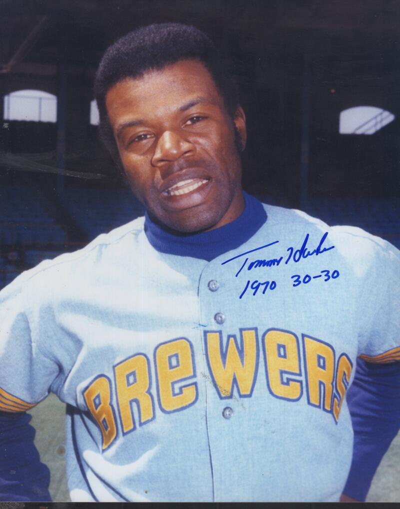 TOMMY HARPER BREWERS SIGNED AUTOGRAPHED 8X10 PHOTO W/ COA