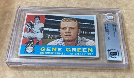 1960 TOPPS GENE GREEN #269 ORIOLES SIGNED CARD BECKETT AUTHENTIC AUTO VINTAGE