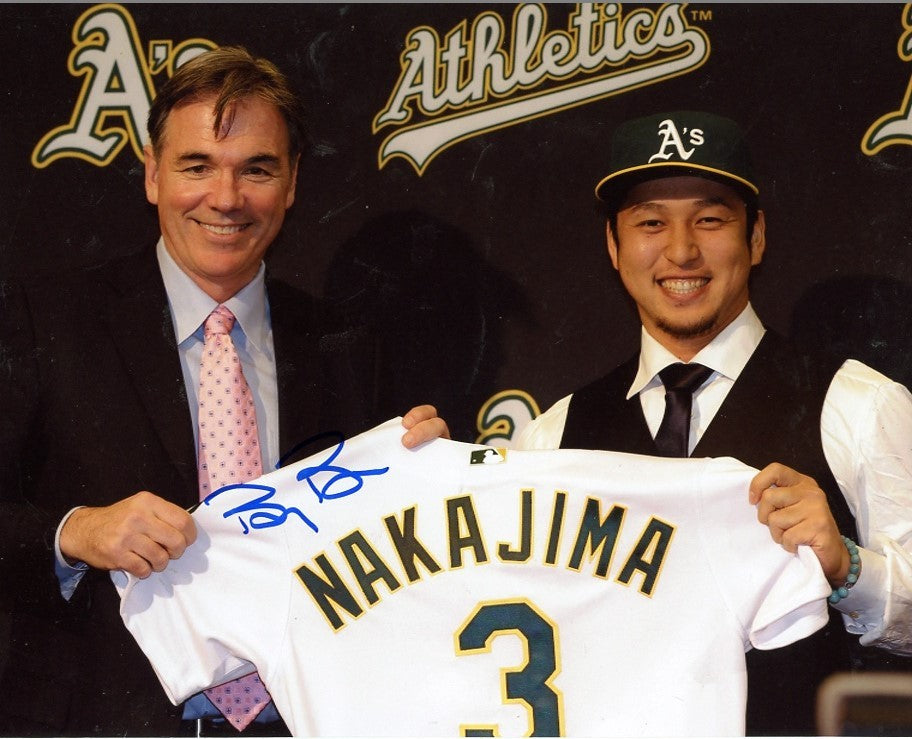 BILLY  BEANE  OAKLAND  A'S  PRESS CONFERENCE   AUTOGRAPHED   SIGNED  8X10  