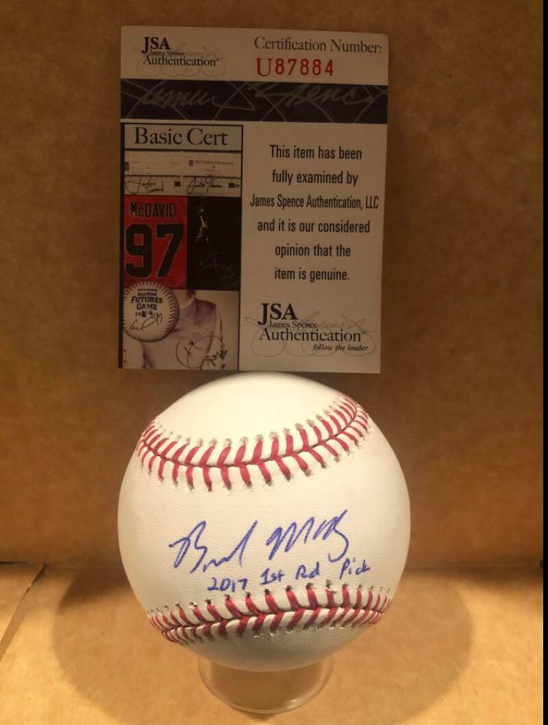 BRENDAN MCKAY TAMPA BAY RAYS 2017 1ST ROUND PICK SIGNED AUTO M.L BASEBALL JSA U8