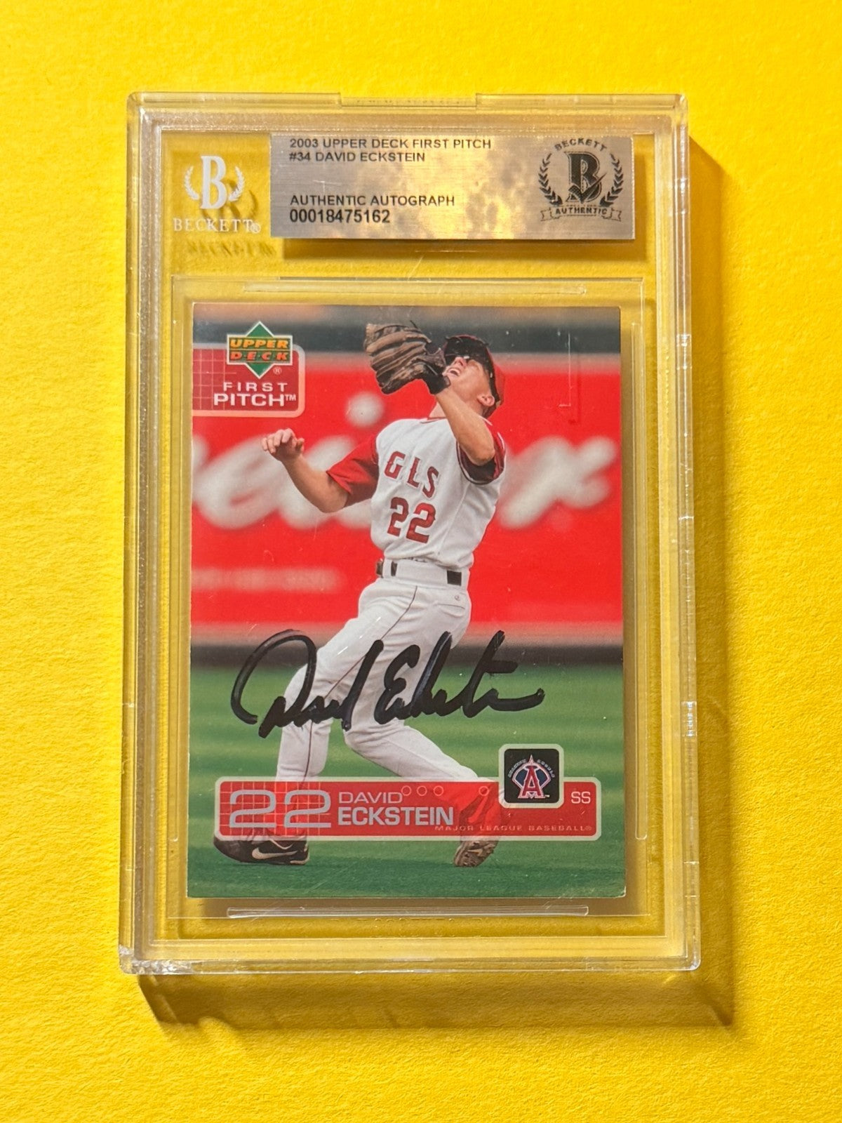 2003 UPPER DECK DAVID ECKSTEIN #34 SIGNED AUTO CARD BECKETT AUTH CARDINALS