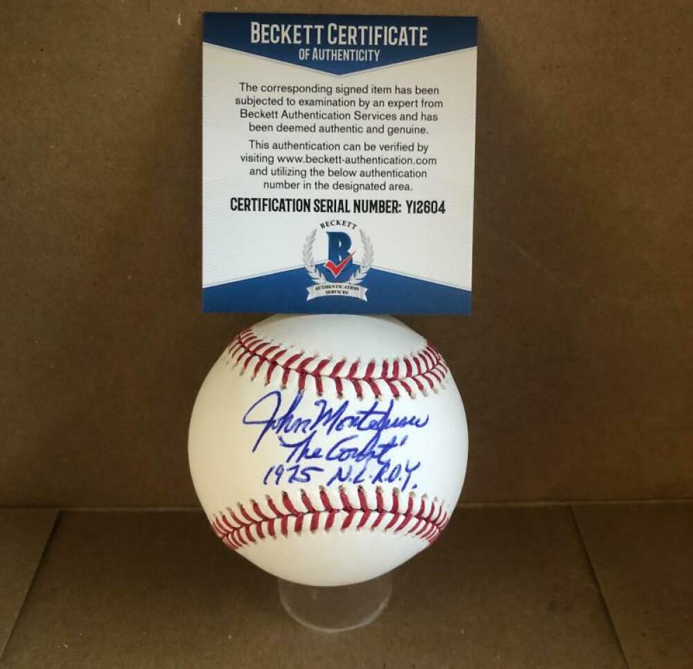 JOHN MONTEFUSCO "THE COUNT" 1975 N.L. ROY SIGNED VINTAGE N.L. BASEBALL BECKETT Y