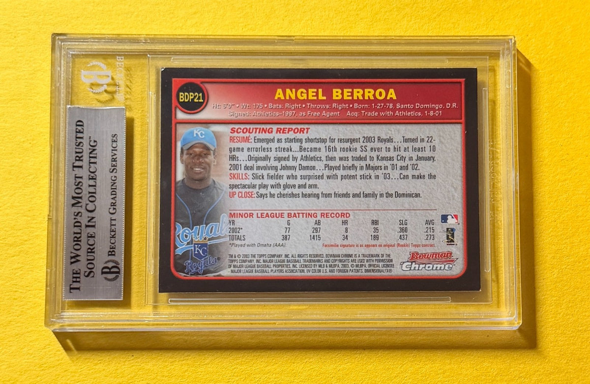 2003 BOWMAN DRAFT CHROME ANGEL BERROA #21 SIGNED AUTO CARD BECKETT AUTHENTIC