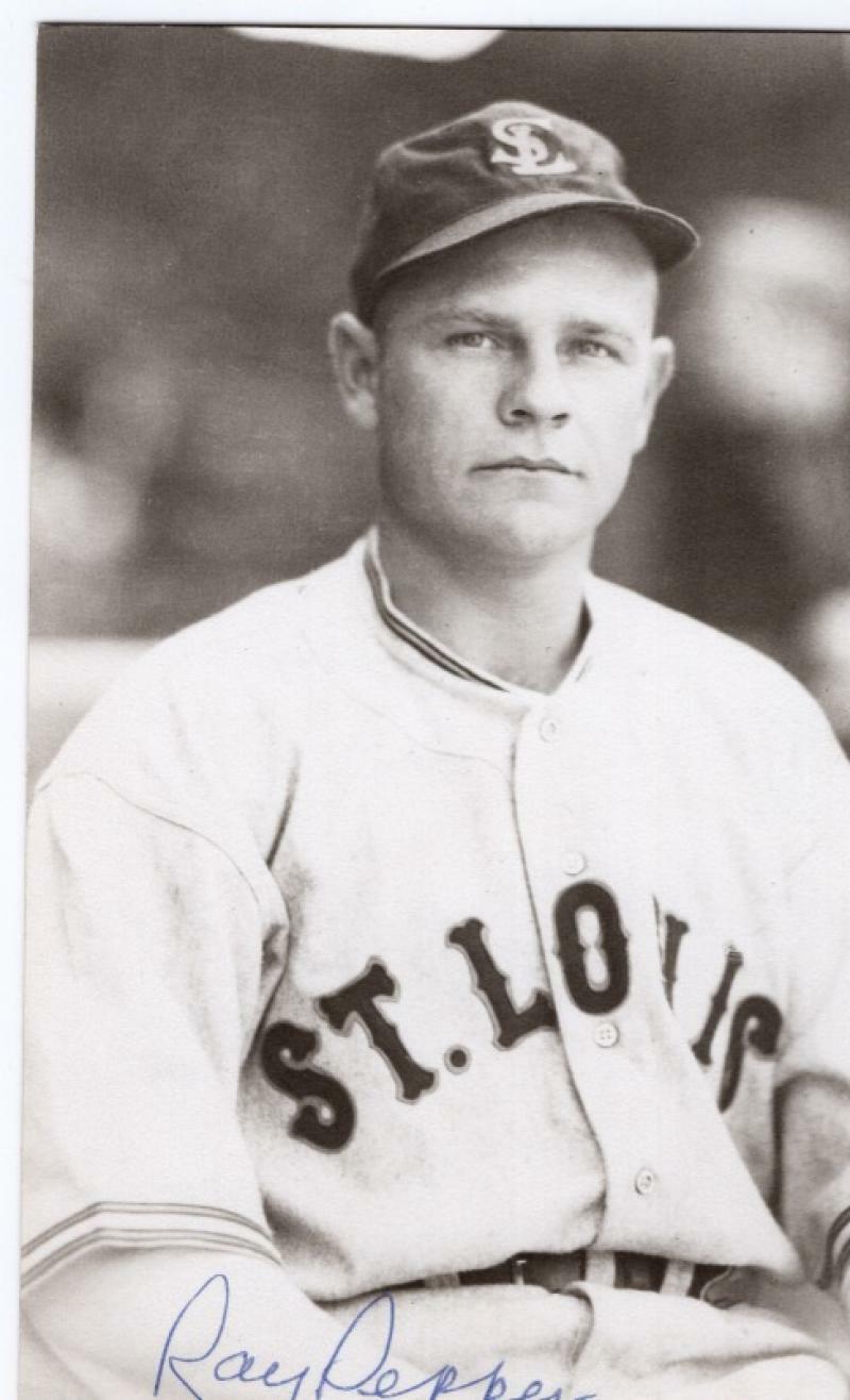 RAY PEPPER  ST. LOUIS BROWNS SIGNED AUTOGRAPHED 3X5 POSTCARD W/ COA