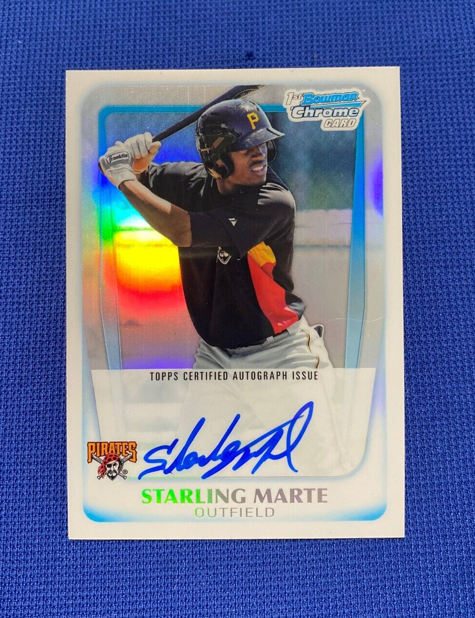2011 BOWMAN CHROME STARLING MARTE RC ROOKIE REFRACTOR AUTO AUTOGRAPHED CARD /500