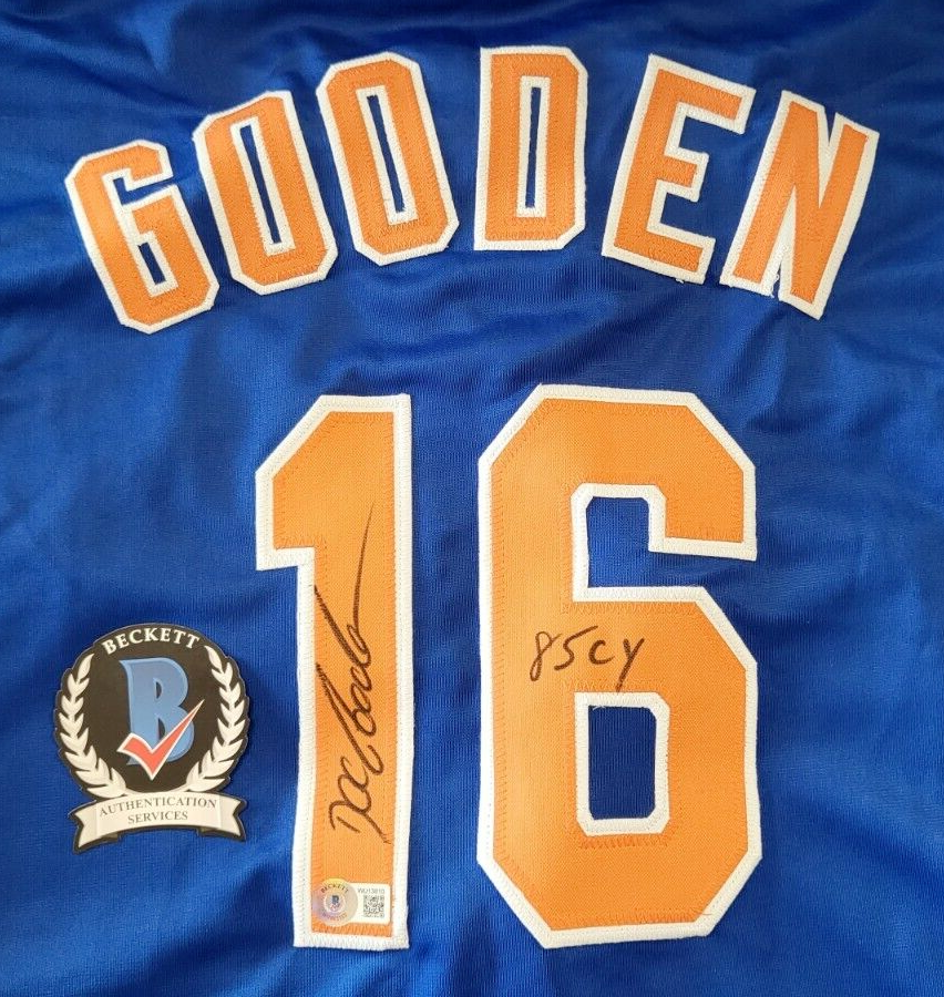 DOC GOODEN METS 85 CY CHAMPS SIGNED BLUE CUSTOM JERSEY BECKETT AUTHENTICATED