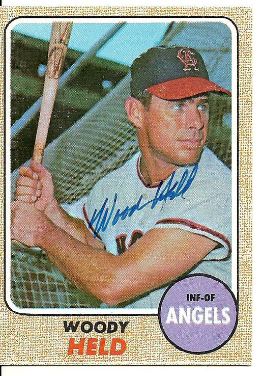 WOODY HELD CALIFORNIA ANGELS SIGNED AUTOGRAPHED 1968 TOPPS CARD #289 W/COA