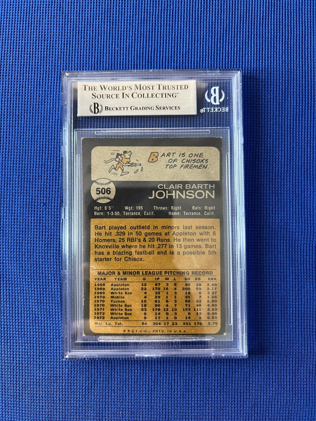 1973 TOPPS BART JOHNSON CHICAGO WHITE SOX SIGNED AUTOGRAPH #506 CARD BECKETT