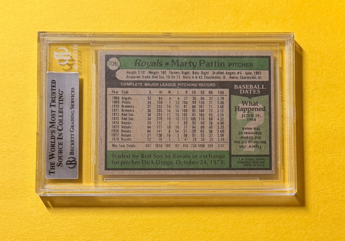1979 TOPPS MARTY PATTIN DP #129 SIGNED AUTO CARD BECKETT AUTHENTIC ROYALS
