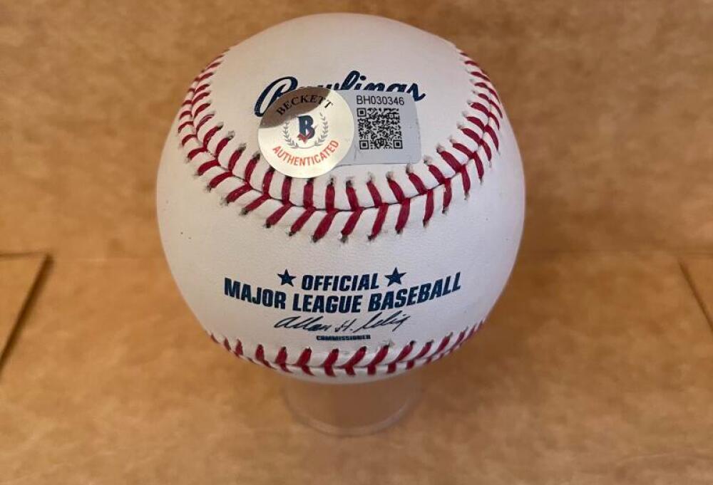 MATT OLSON BRAVES SIGNED AUTOGRAPHED M.L. BASEBALL BECKETT AUTH
