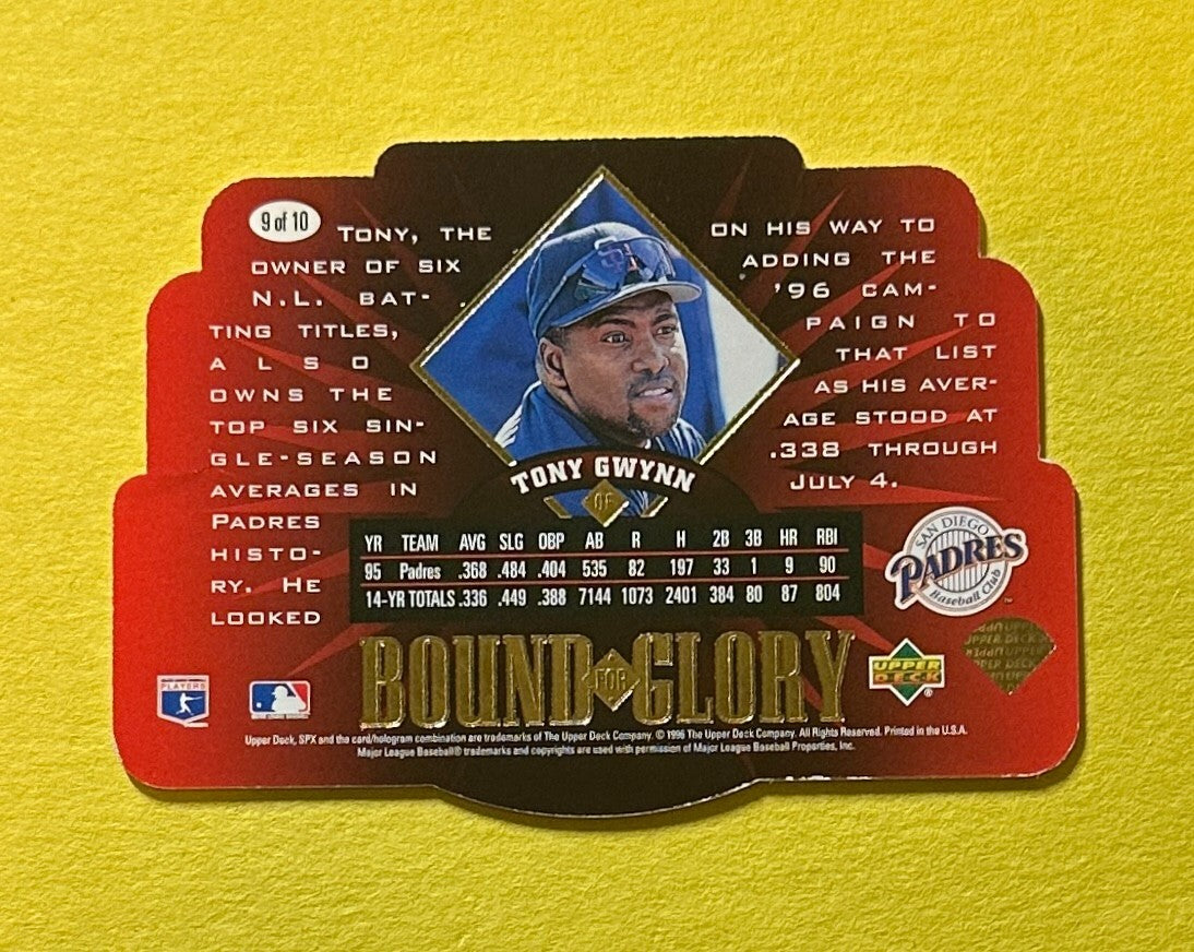 1996 UPPER DECK SPX TONY GWYNN BOUND FOR GLORY #9 PADRES