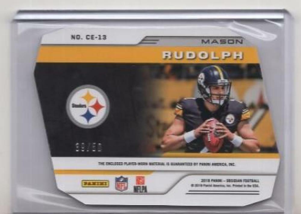 MASON RUDOLPH 2018 PANINI OBSIDIAN STEELERS DIE CUT ROOKIE PATCH /50