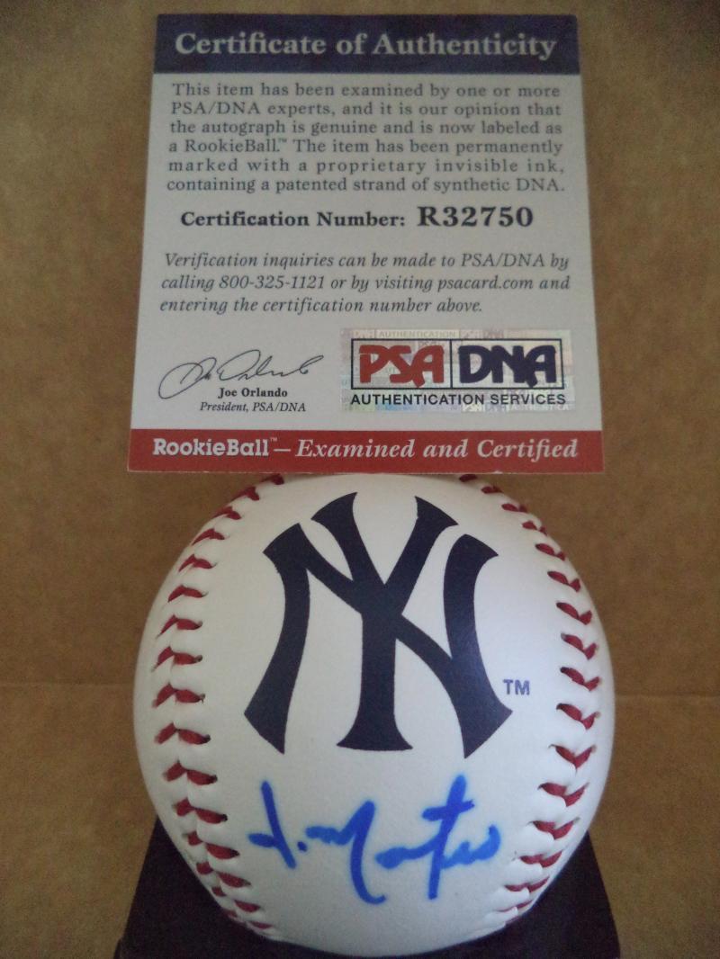 JORGE MATEO NEW YORK YANKEES SIGNED AUTOGRAPHED LOGO BASEBALL PSA R32750