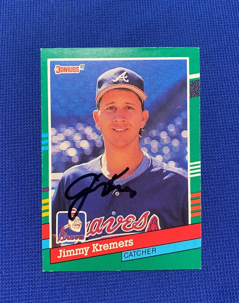 1991 DONRUSS JIMMY KREMERS ATLANTA BRAVES SIGNED AUTOGRAPHED CARD #739 W/COA