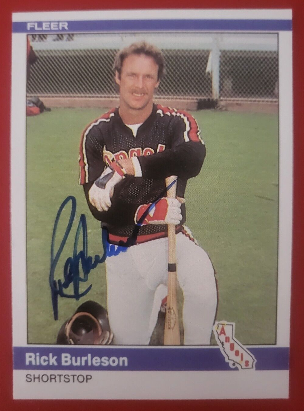 1984 FLEER RICK BURLESON ANAHEIM ANGELS SIGNED AUTOGRAPHED AUTO CARD #510