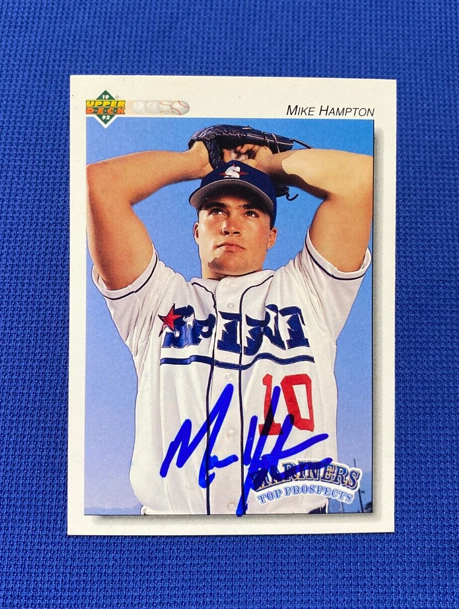 1992 UPPER DECK MIKE HAMPTON MINOR LEAGUE SIGNED AUTOGRAPHED #252 CARD W/COA