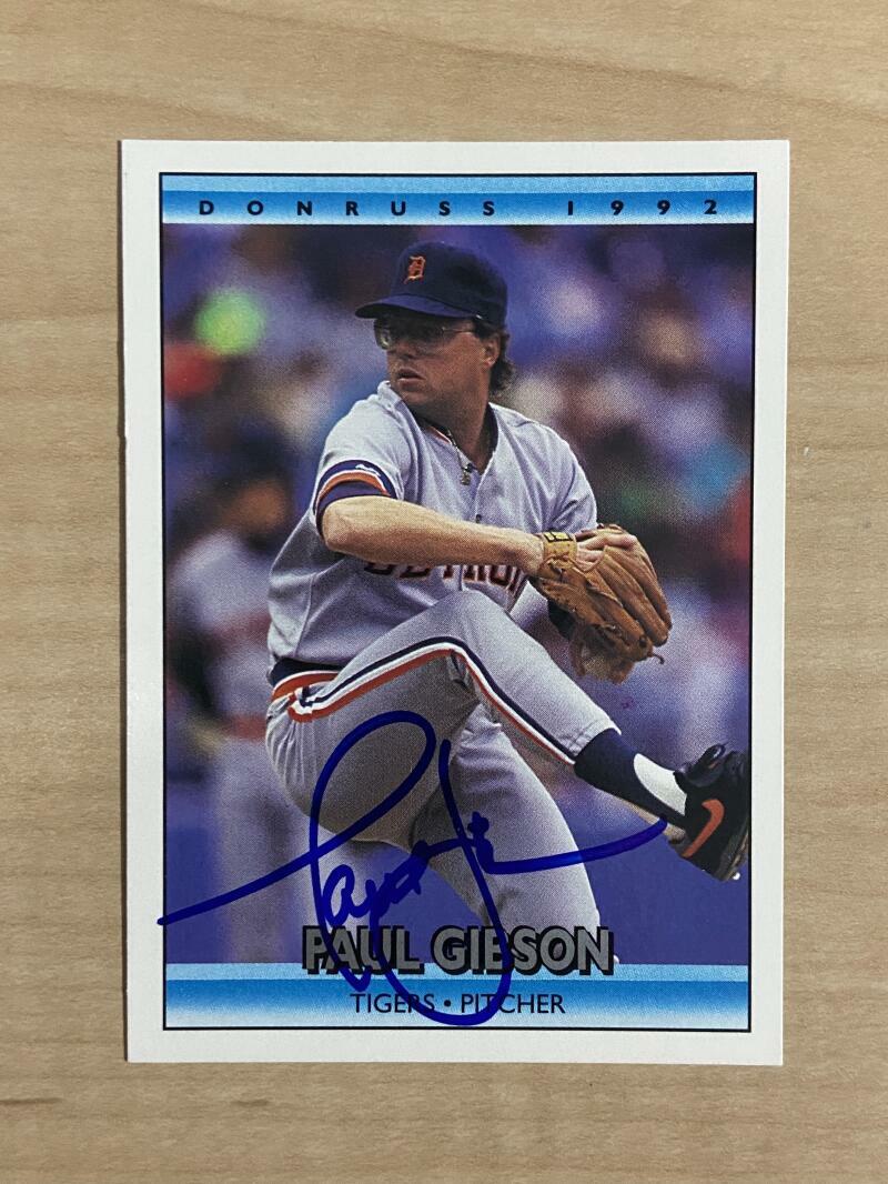 PAUL GIBSON DETROIT TIGERS SIGNED AUTOGRAPHED 1992 DONRUSS CARD #375 W/COA