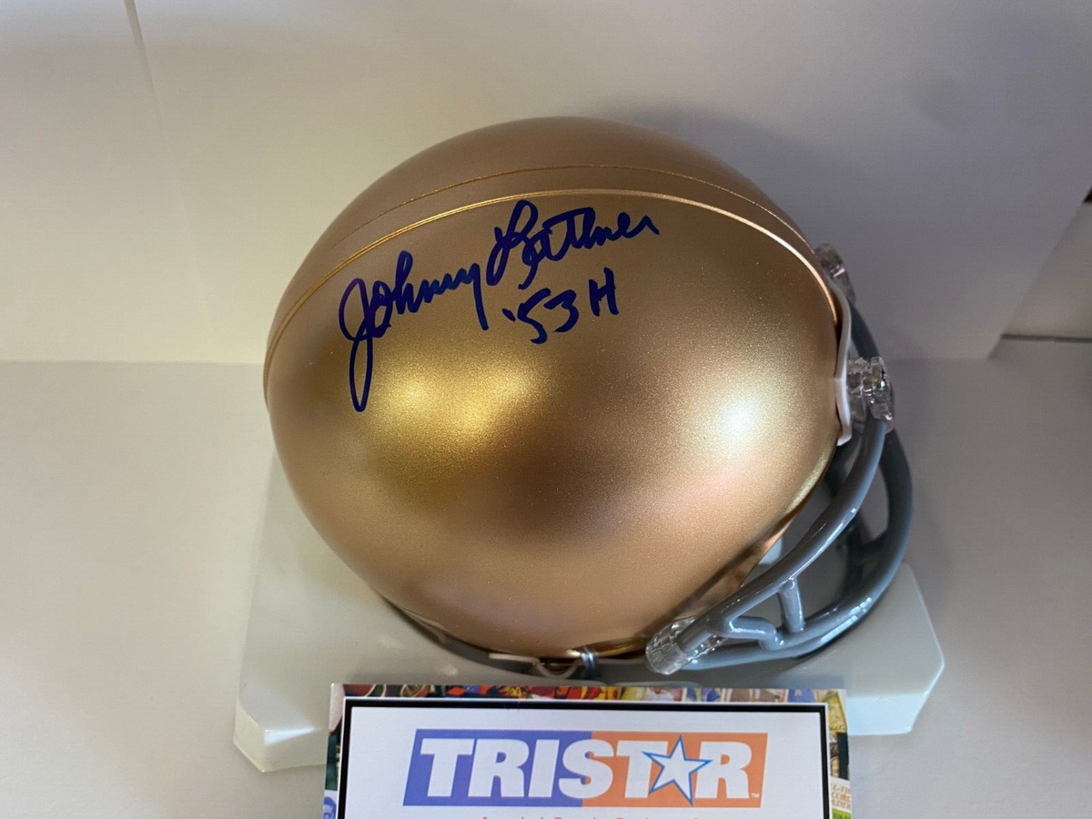 JOHNNY LATTNER NOTRE DAME 53 HEISMAN SIGNED AUTOGRAPHED MINI HELMET TRISTAR COA